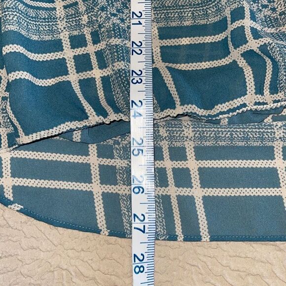 CAbi Windowpane Wrap Blouse #3068 Hi-Lo Teal Size Medium - Picture 8 of 8